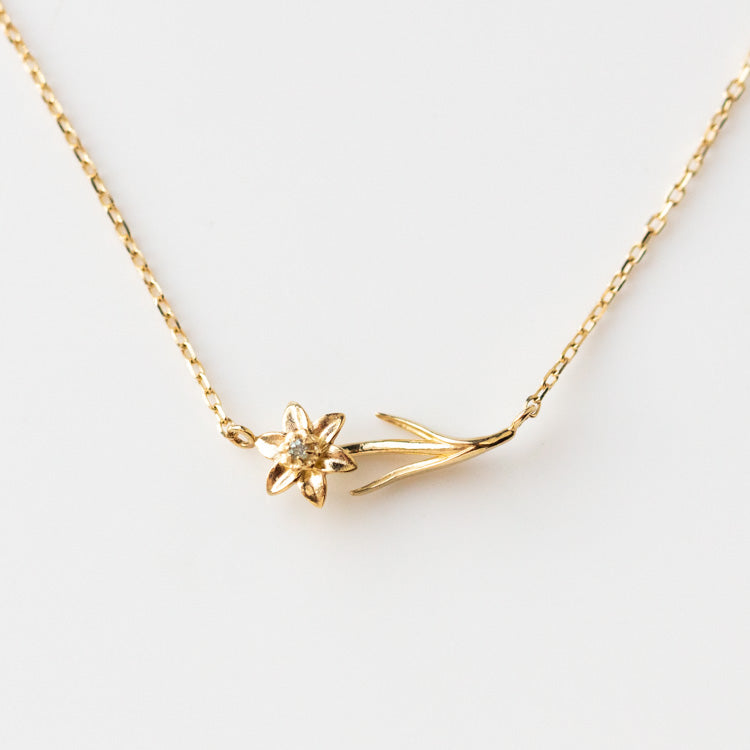 Local Eclectic Gold Birth Flower Necklace with Birth Month Stone march aquamarine