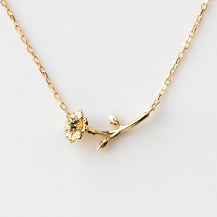 Local Eclectic Gold Birth Flower Necklace with Birth Month Stone september sapphire