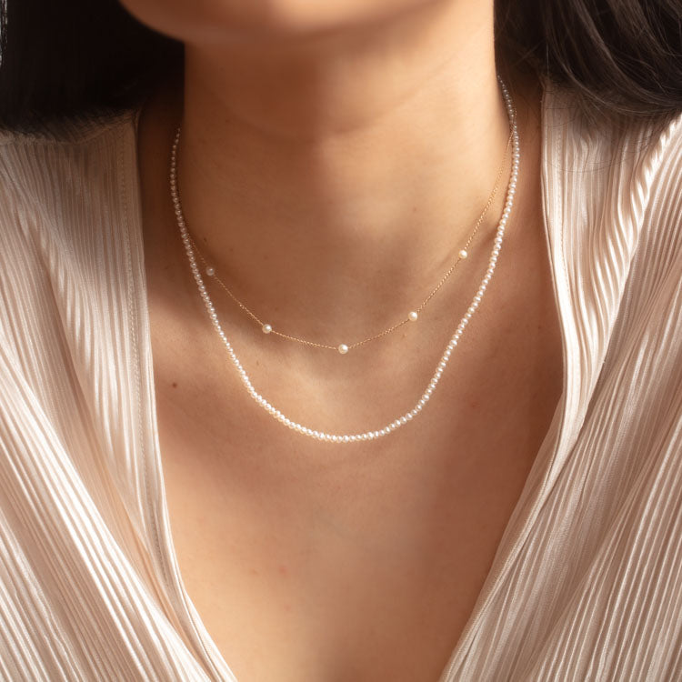 Solid Gold Classic Pearl Necklace