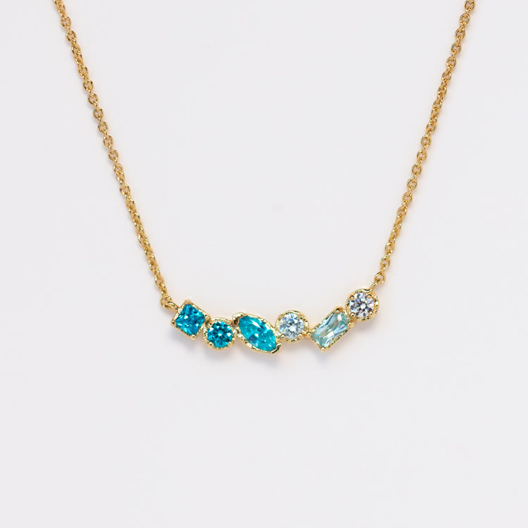 Plated Ombre Birthstone Necklace yellow gold unique colorful personalized jewelry for you with love march auqamarine