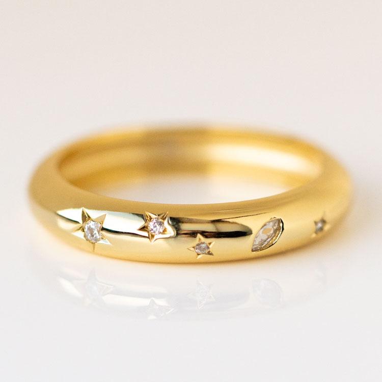 Celestial Sky Dome Ring yellow gold modern minimal jewelry