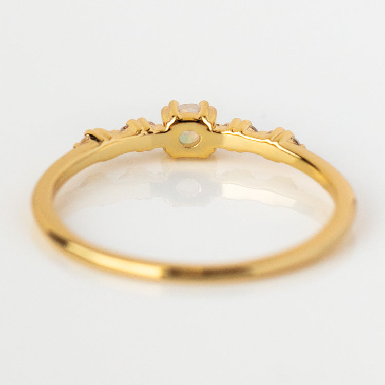 Opal Sparkle Ring yellow gold dainty modern jewelry for you with love