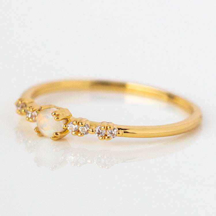 Opal Sparkle Ring yellow gold dainty modern jewelry for you with love