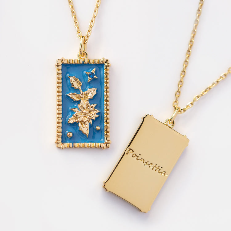 Enamel Birth Flower Pendant Necklace