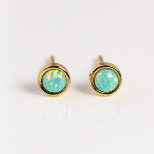 Opal Shimmer Studs yellow gold dainty jewelry for you with love