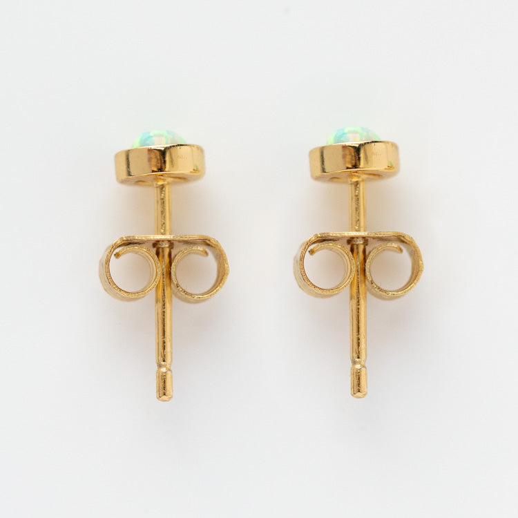 Opal Shimmer Studs yellow gold dainty jewelry for you with love