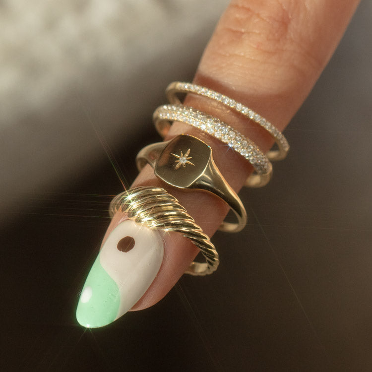 Solid Gold Twisted Signet Ring yellow gold minimal modern jewelry family gold local eclectic