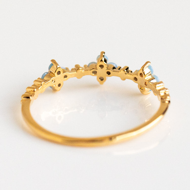 Blue Blossom Love Ring yellow gold dainty floral inspired jewelry girls crew