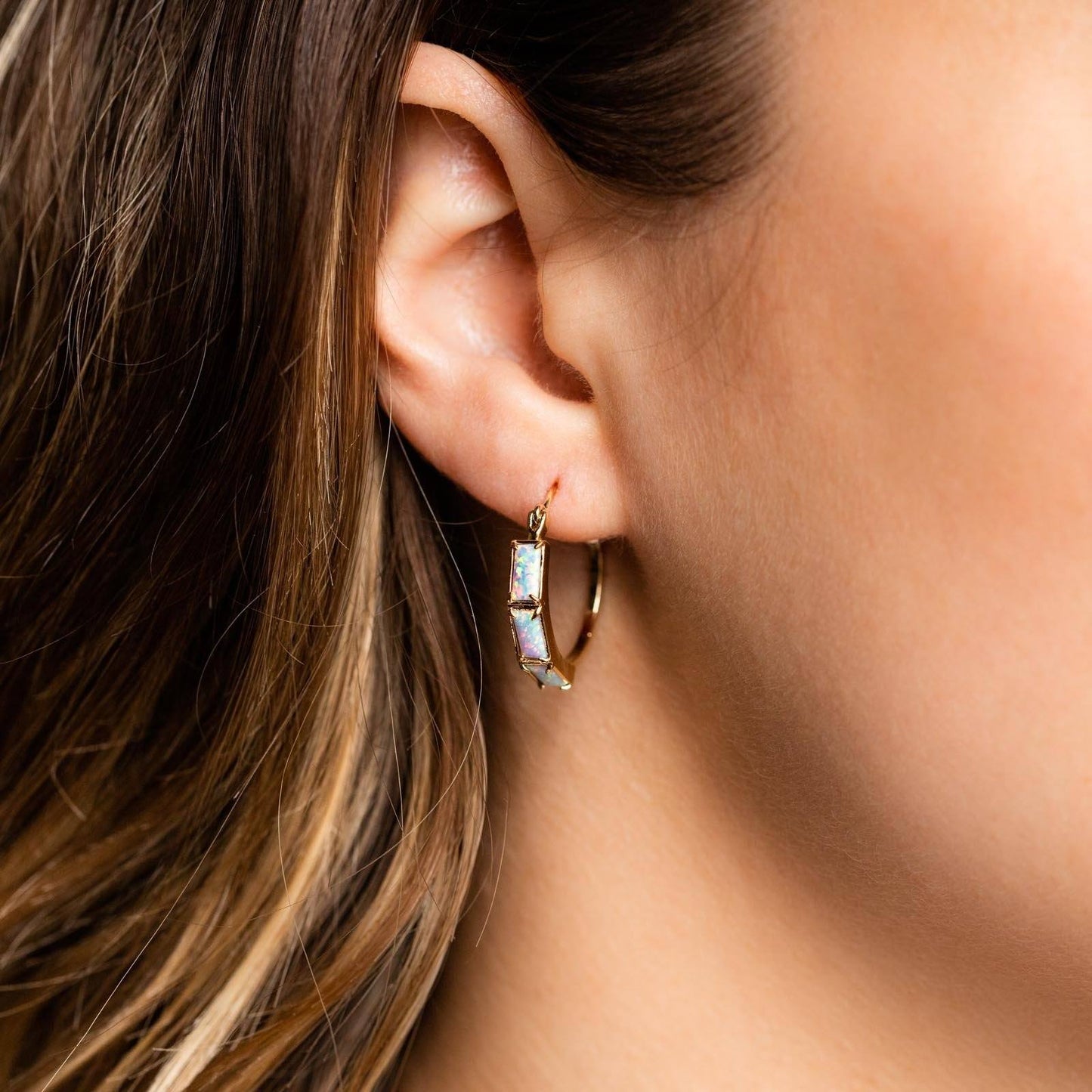 Milky Way Opal Hoops earrings Girls Crew 
