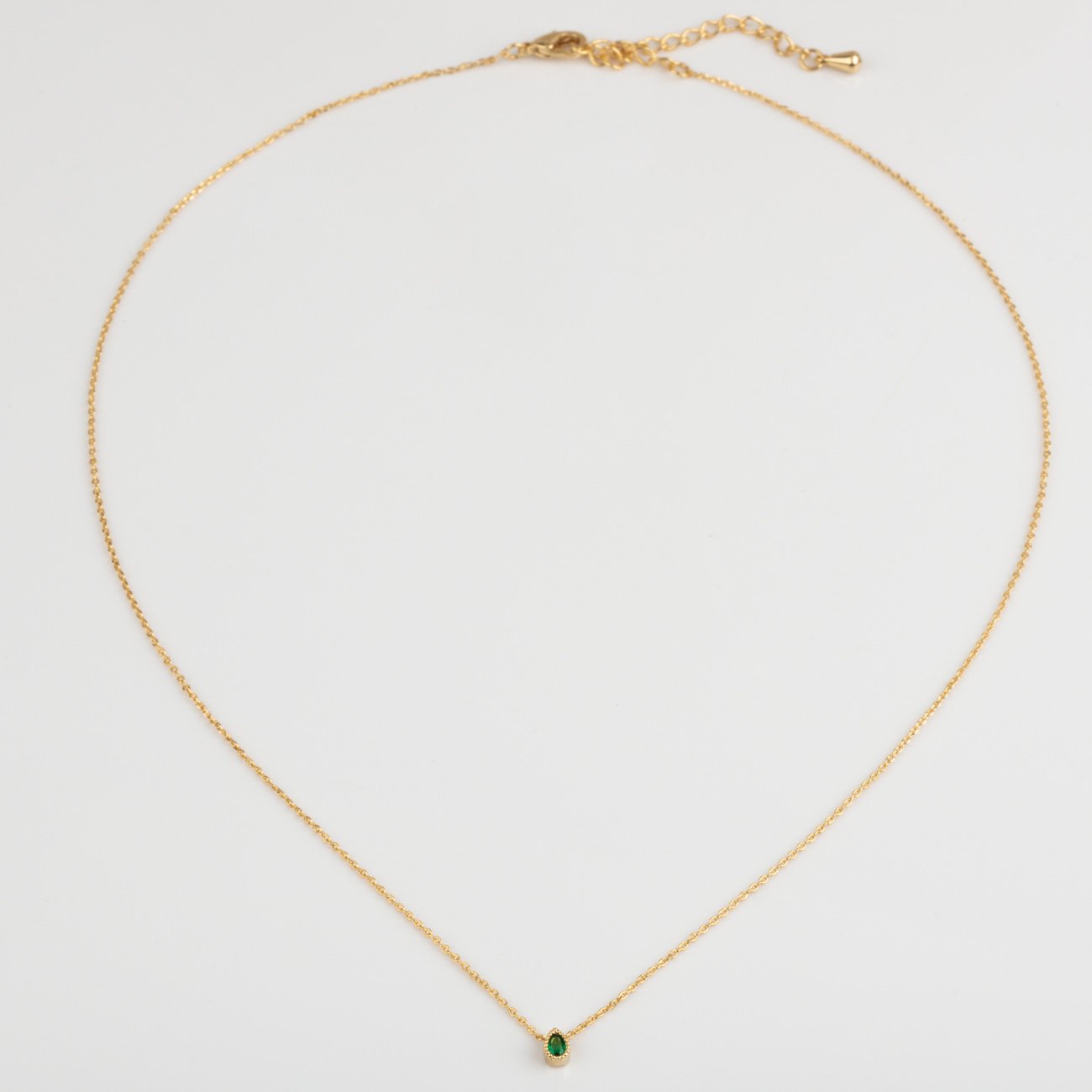Emerald Tiny Teardrop Necklace necklaces Girls Crew