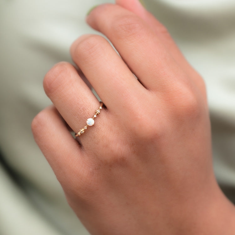 Solid Gold Full Moon Opal Ring