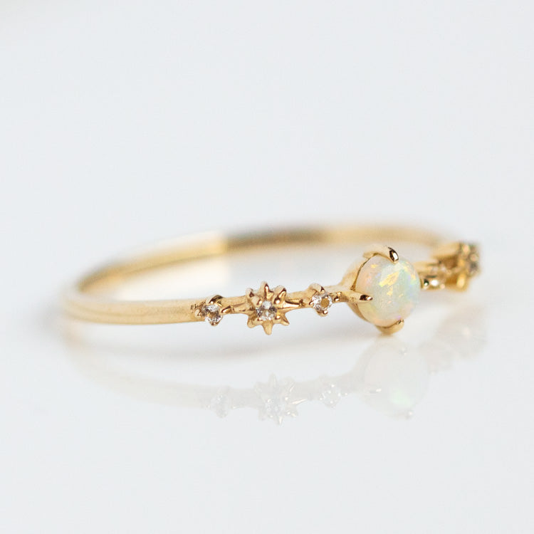 Solid Gold Full Moon Opal Ring