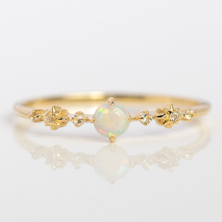 Solid Gold Full Moon Opal Ring