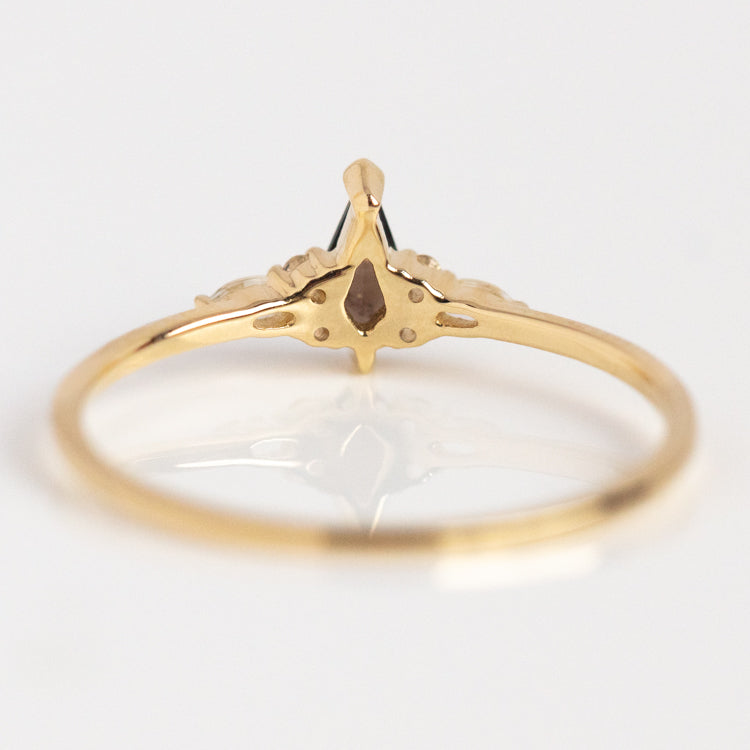 Solid Gold Smoky Quartz Shadow Kite Ring