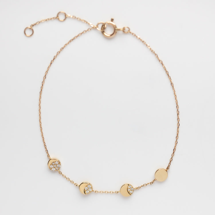 Solid Gold Diamond Moon Phases Bracelet