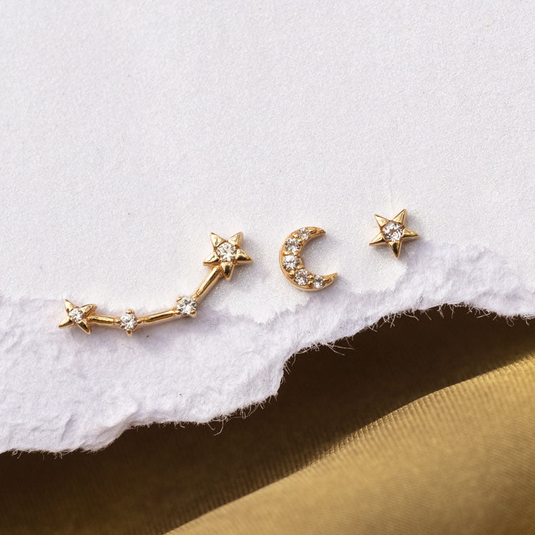 Solid Gold Zodiac Stud Set