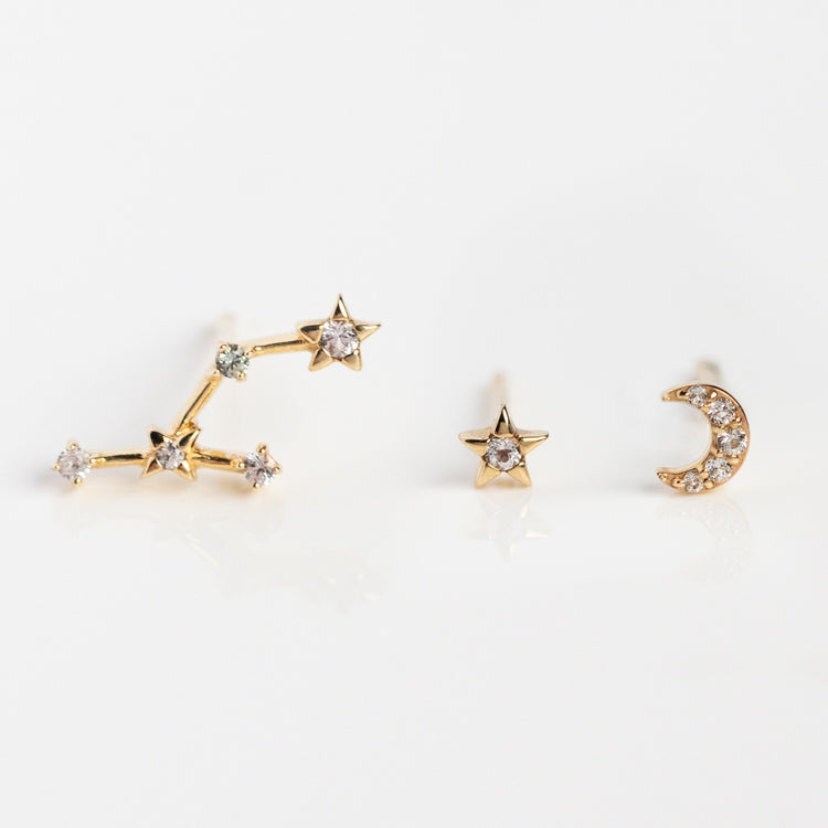Solid Gold Zodiac Stud Set