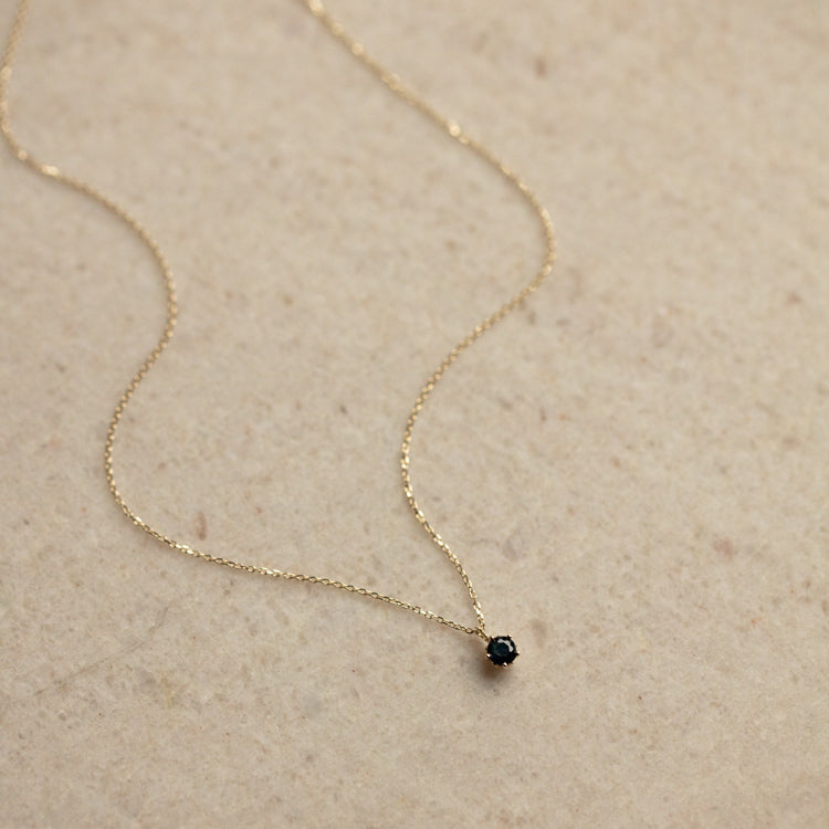 Solid Gold Blue Sapphire New Moon Necklace for Intuition