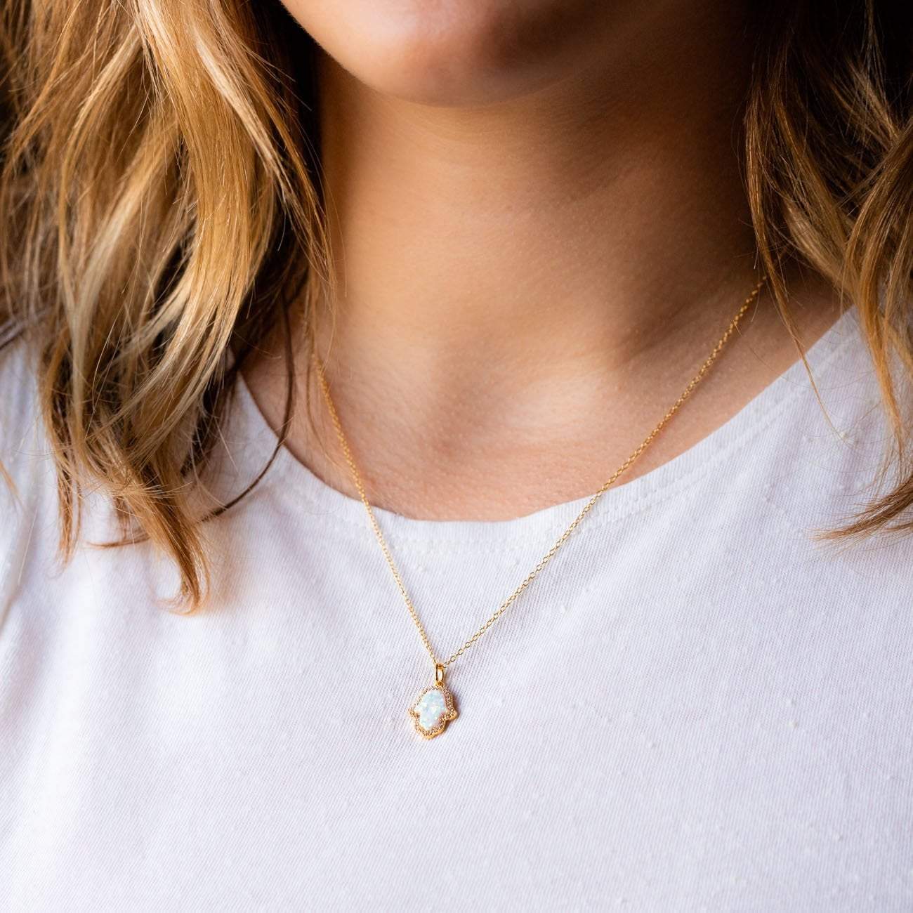 Hamsa Opal Necklace necklaces Kamaria