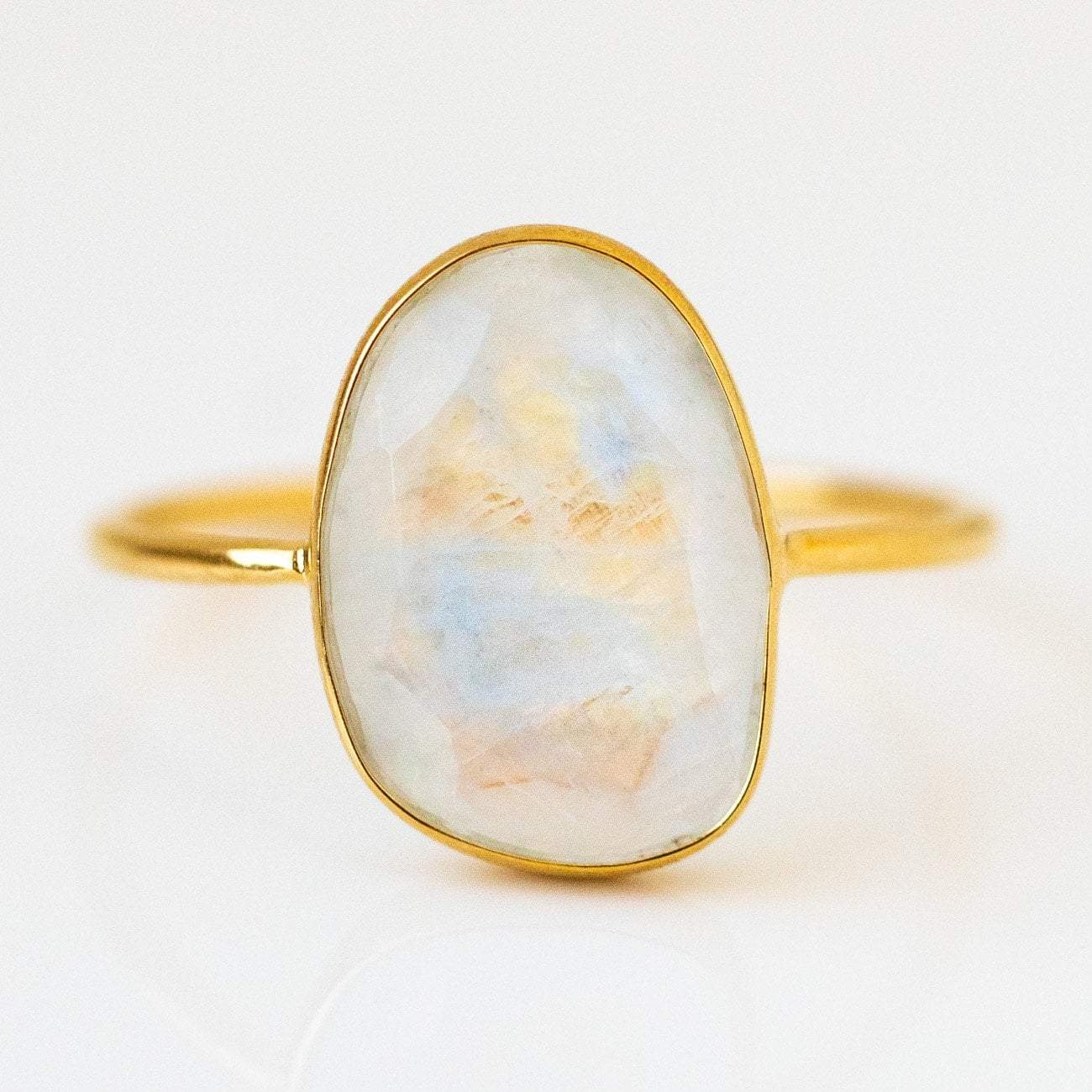 Unique Textured Gold Plated Moon Ring Caldera Statement Ring