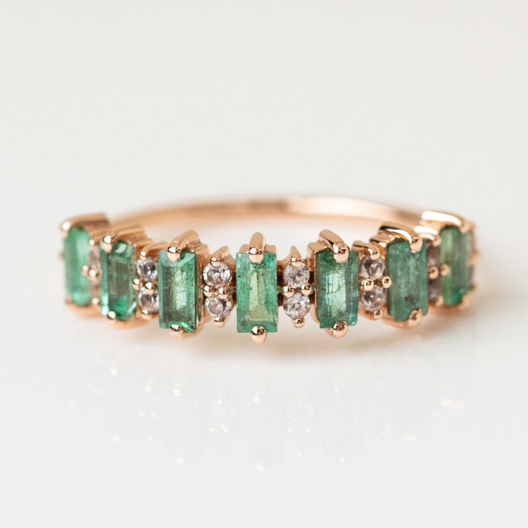 10kt Rose Gold Emerald & Topaz Ring unique dainty modern jewelry la kaiser