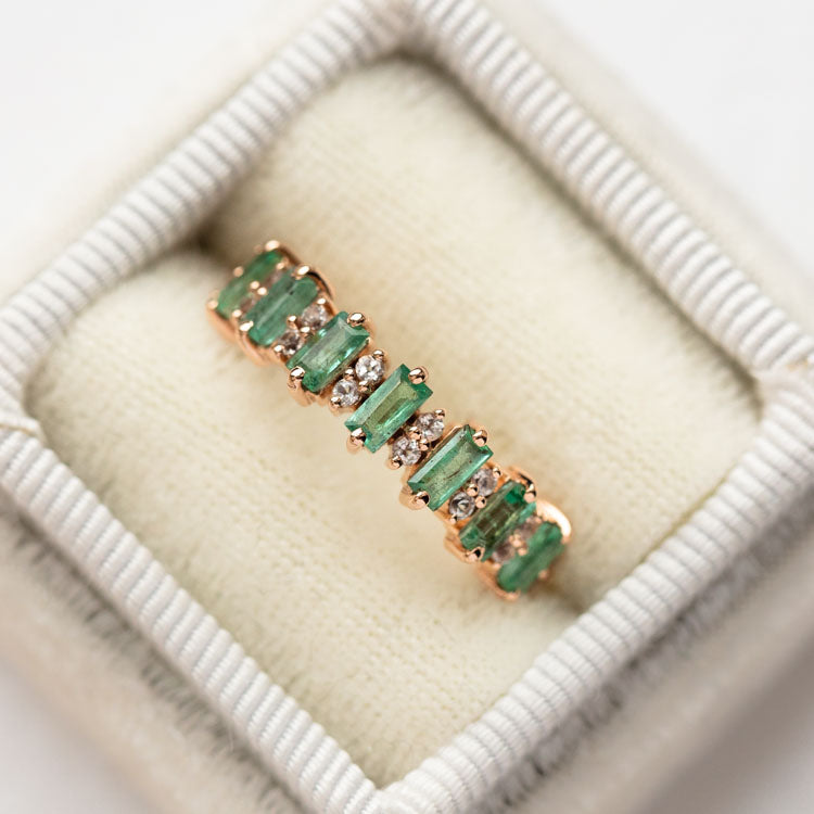 10kt Rose Gold Emerald & Topaz Ring unique dainty modern jewelry la kaiser