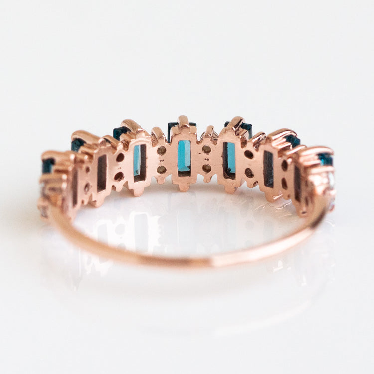 Rose Gold London Blue Topaz Canary Ring unique modern jewelry la kaiser