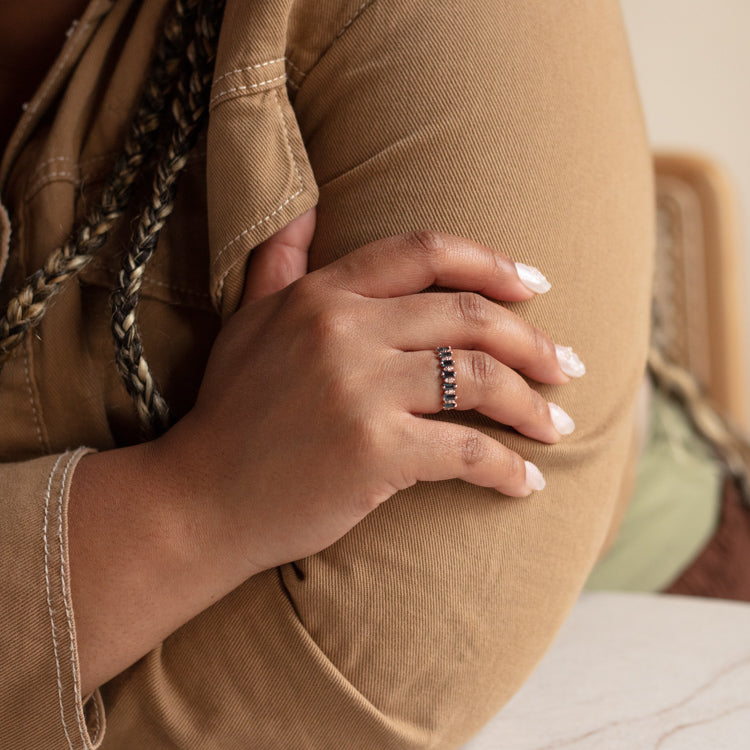 Rose Gold London Blue Topaz Canary Ring