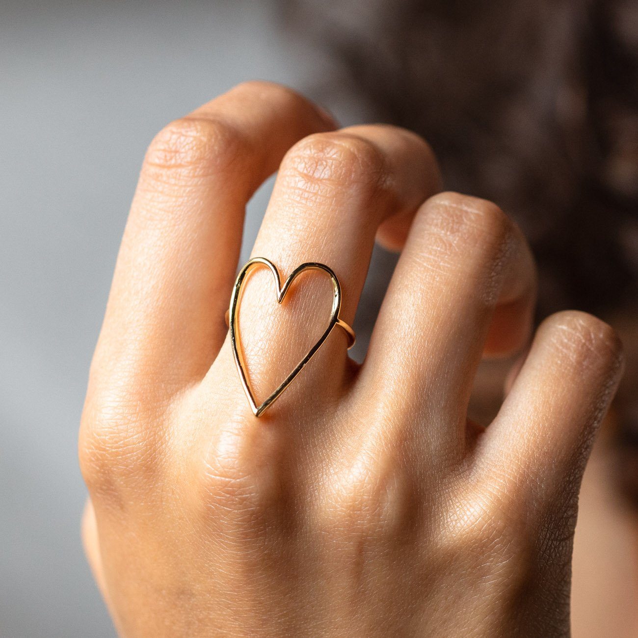 lovestruck ring yellow gold modern dainty heart shaped statement jewelry