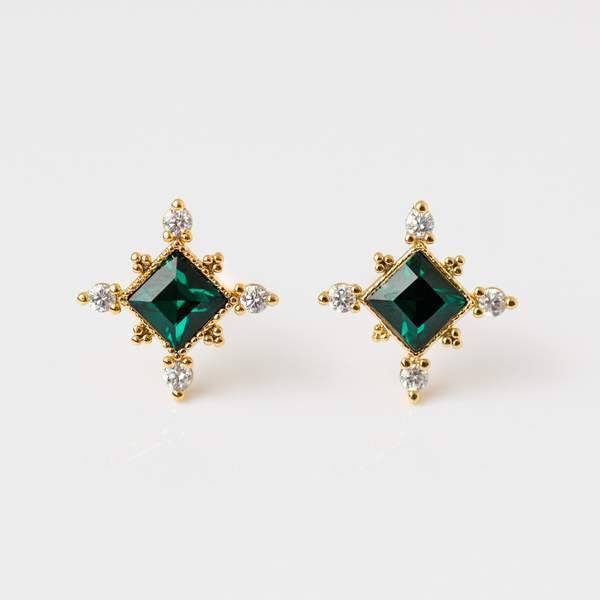 Sierra Gold stud earrings in emerald from Lover's Tempo 