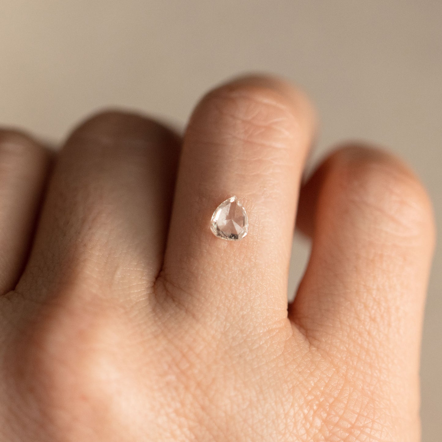 Rose Cut Pear White Diamond Loose Gemstone
