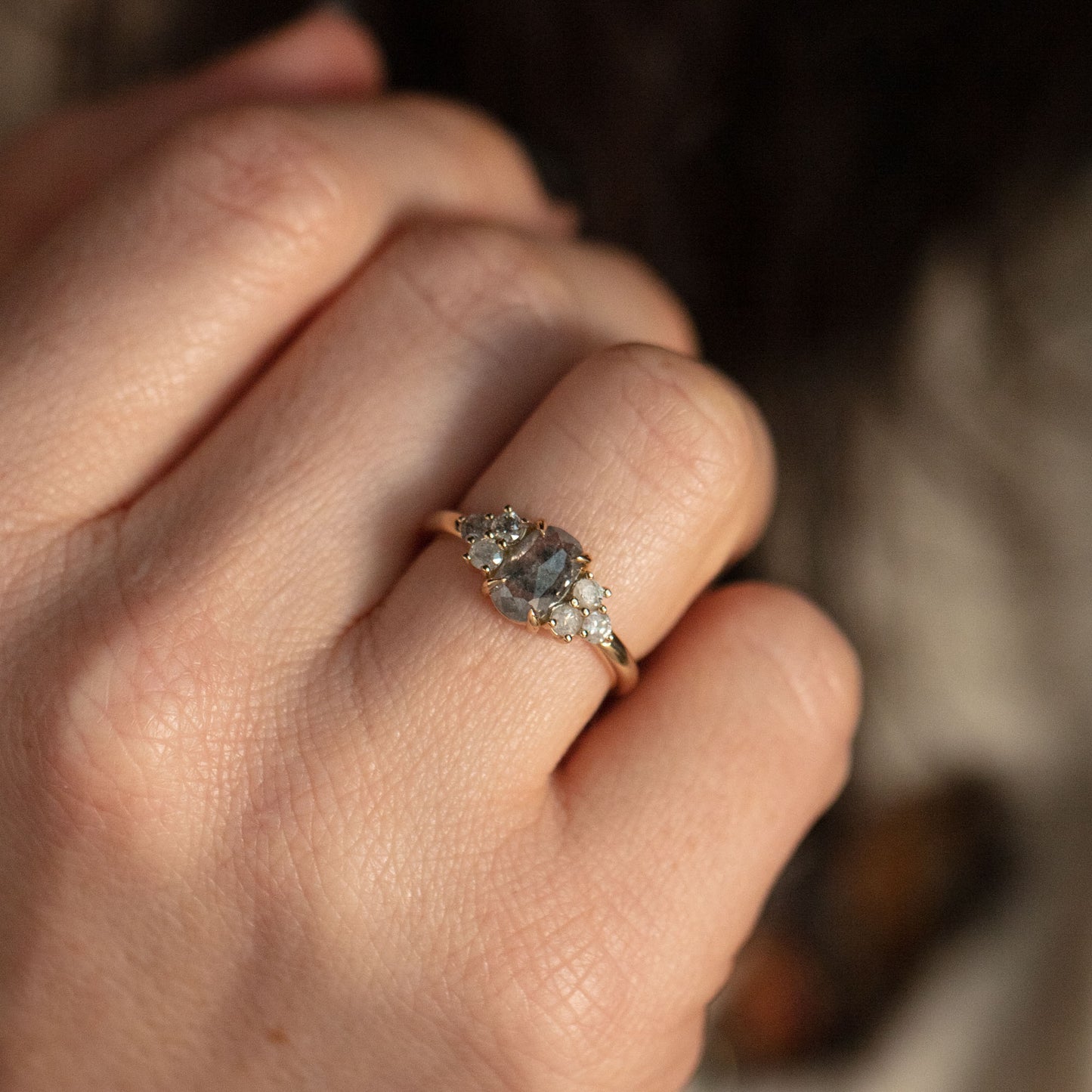 Apollonia Salt and Pepper Diamond Ring