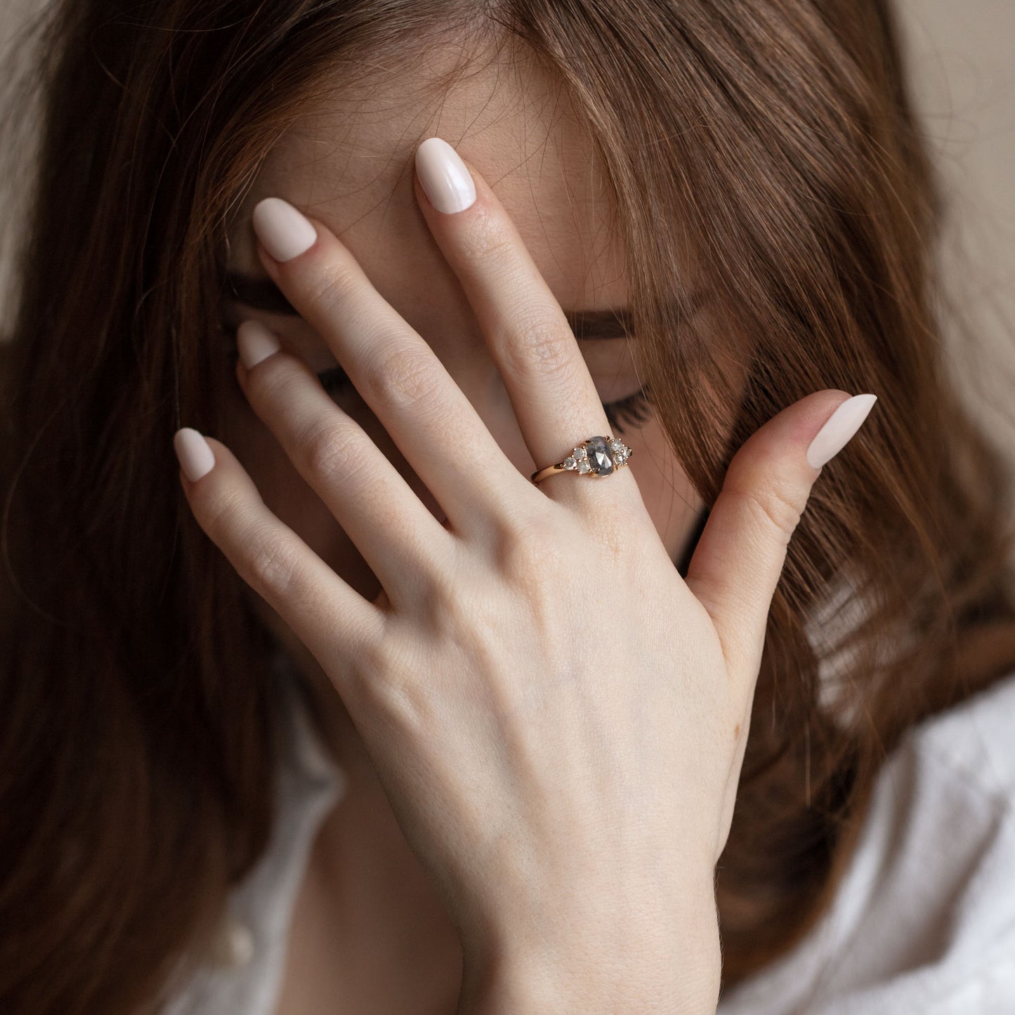 Apollonia Salt and Pepper Diamond Ring