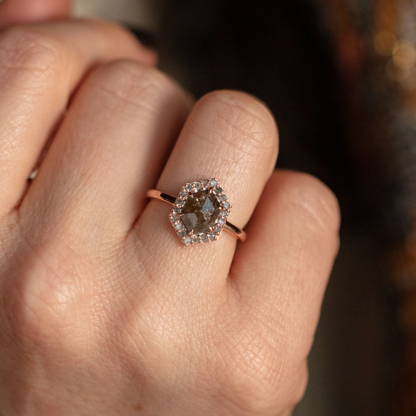 Carrie Salt and Pepper Diamond Ring