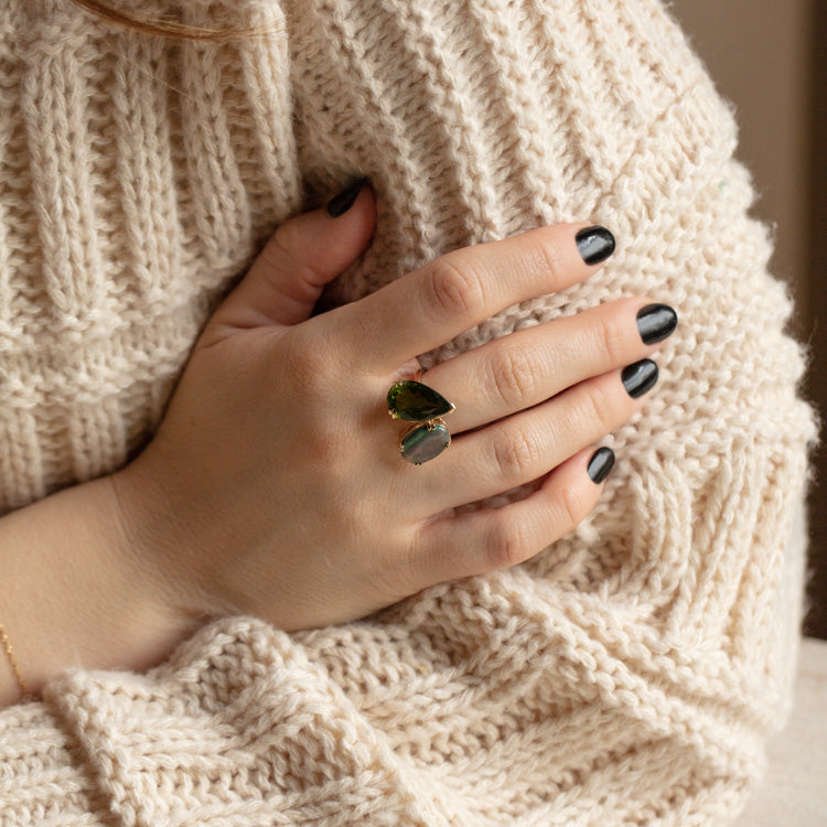 Marie Toi et Moi Tourmaline and Opal Ring