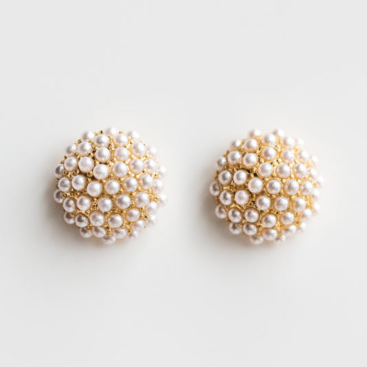 Pearl Pave Stud Earrings statement studs modern jewelry olive + piper