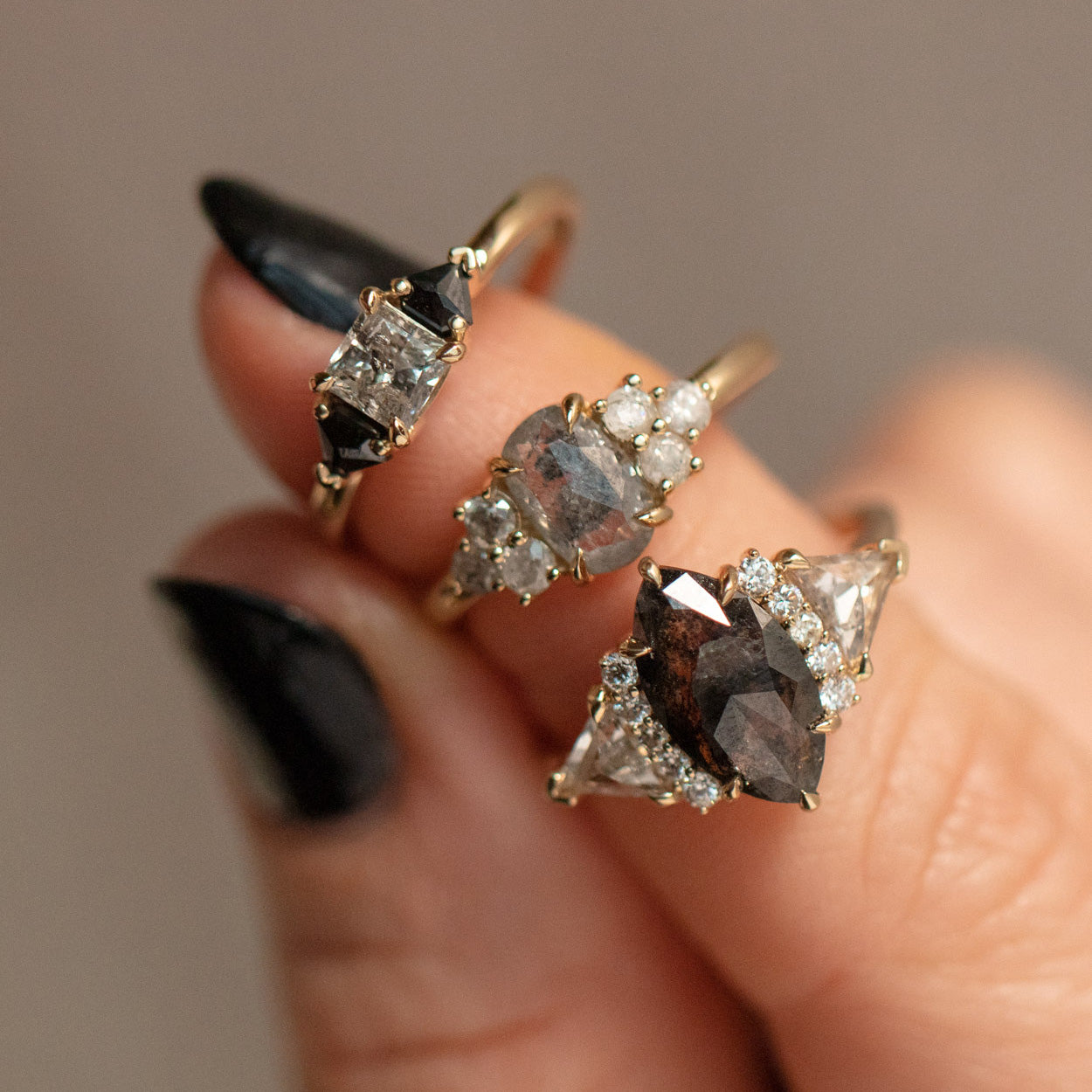 Apollonia Salt and Pepper Diamond Ring