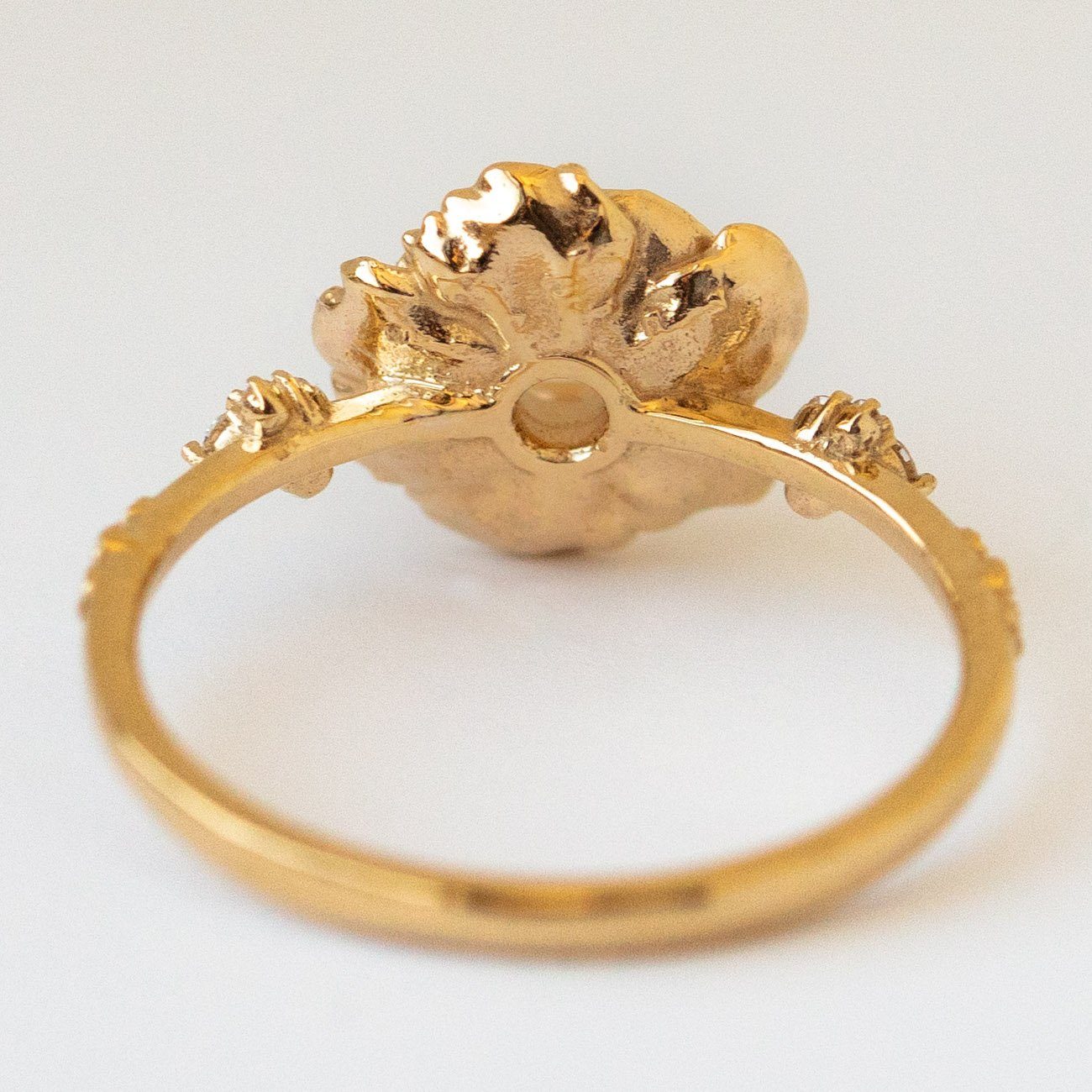 rosecut diamond paeonia ring yellow gold fine modern statement solid jewelry