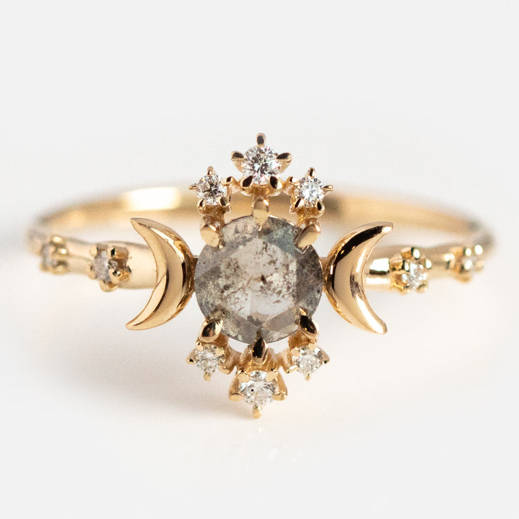 Salt and Pepper Diamond Wandering Star Ring