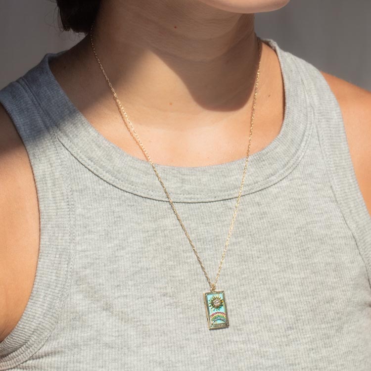 Local Eclectic Gold Tarot Card Pendant Necklace