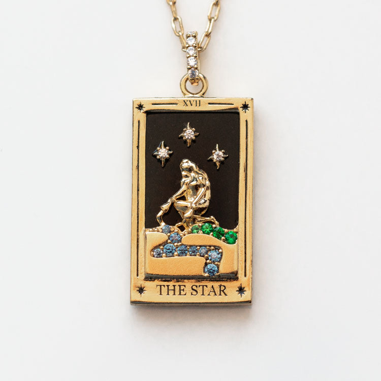 Local Eclectic Gold Tarot Card Pendant Necklace