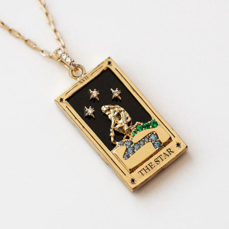 Local Eclectic Gold Tarot Card Pendant Necklace