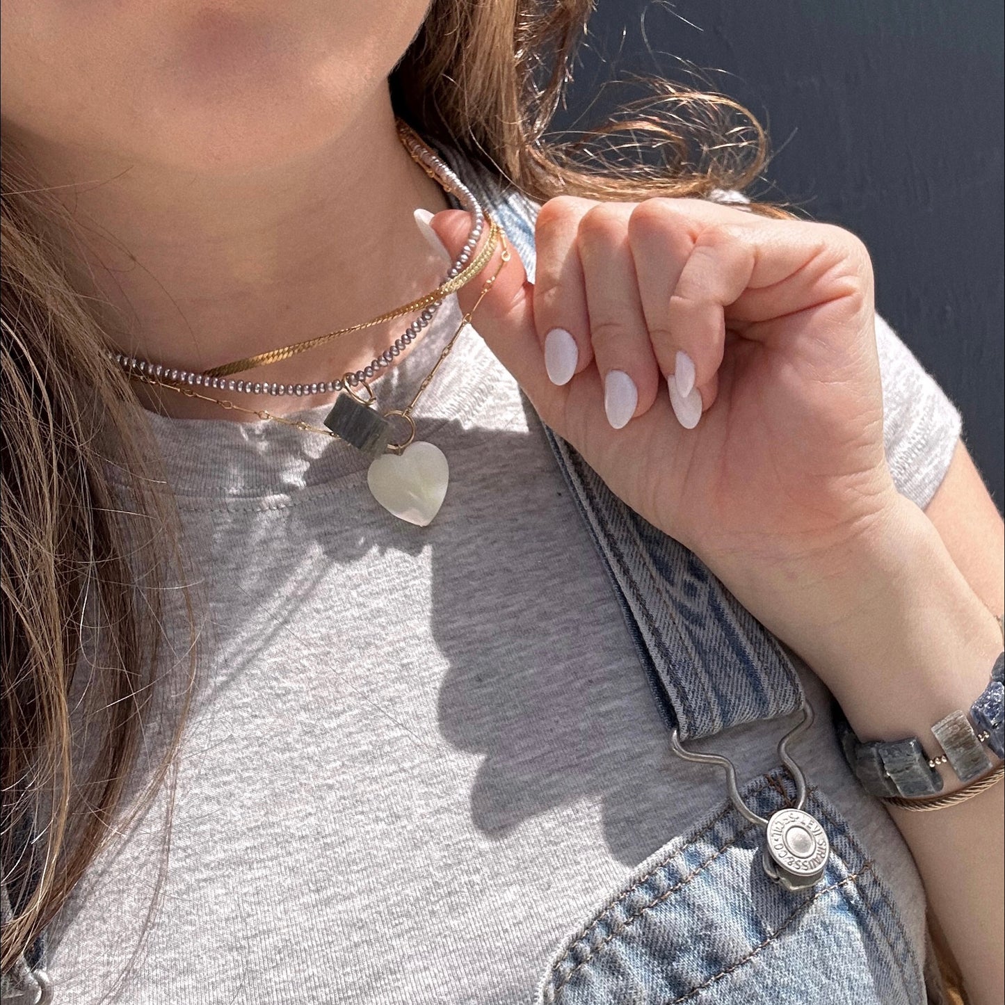 Hans Kyanite and Grey Pearl Necklace