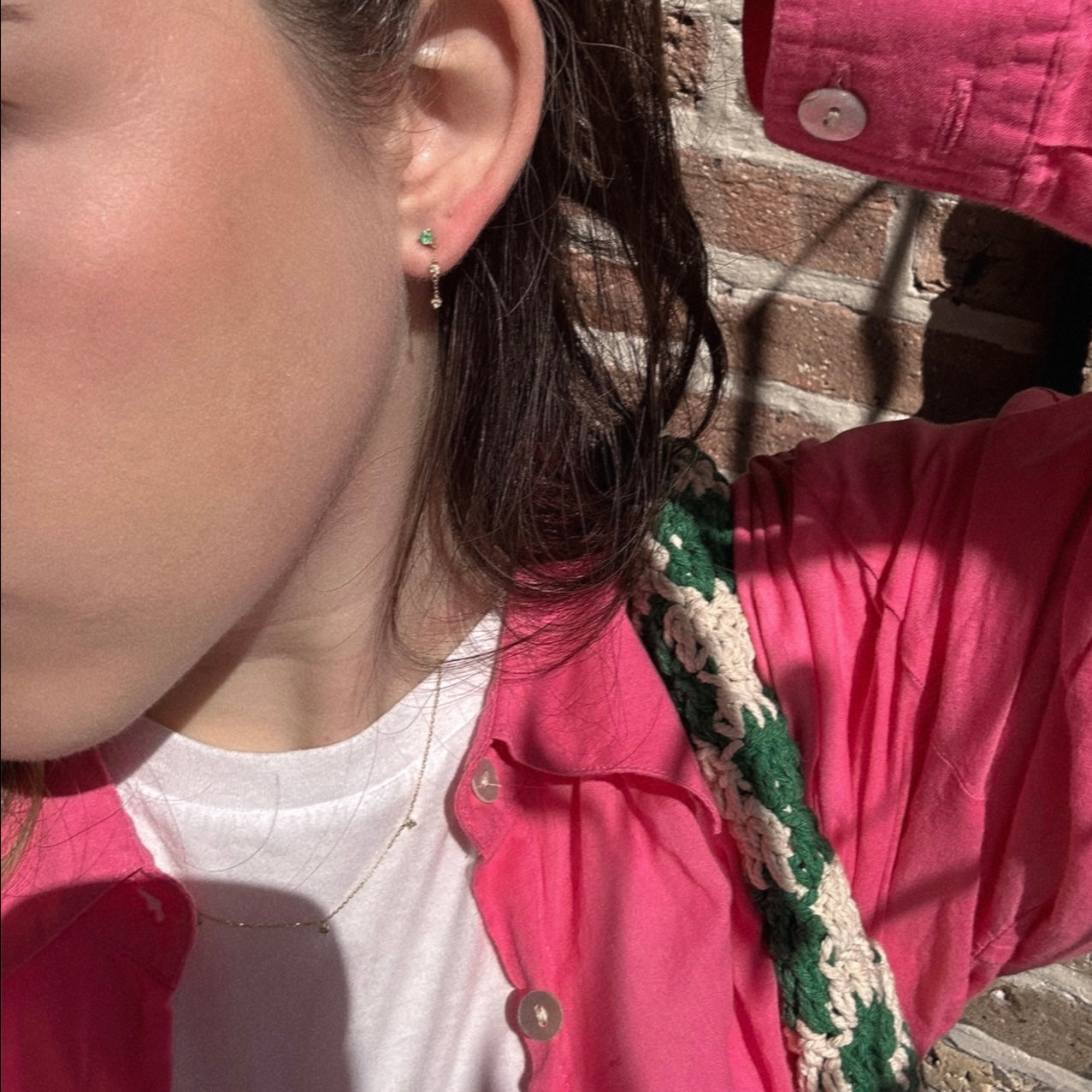 Solid Gold May Capsule Ombre Emerald Drop Earrings