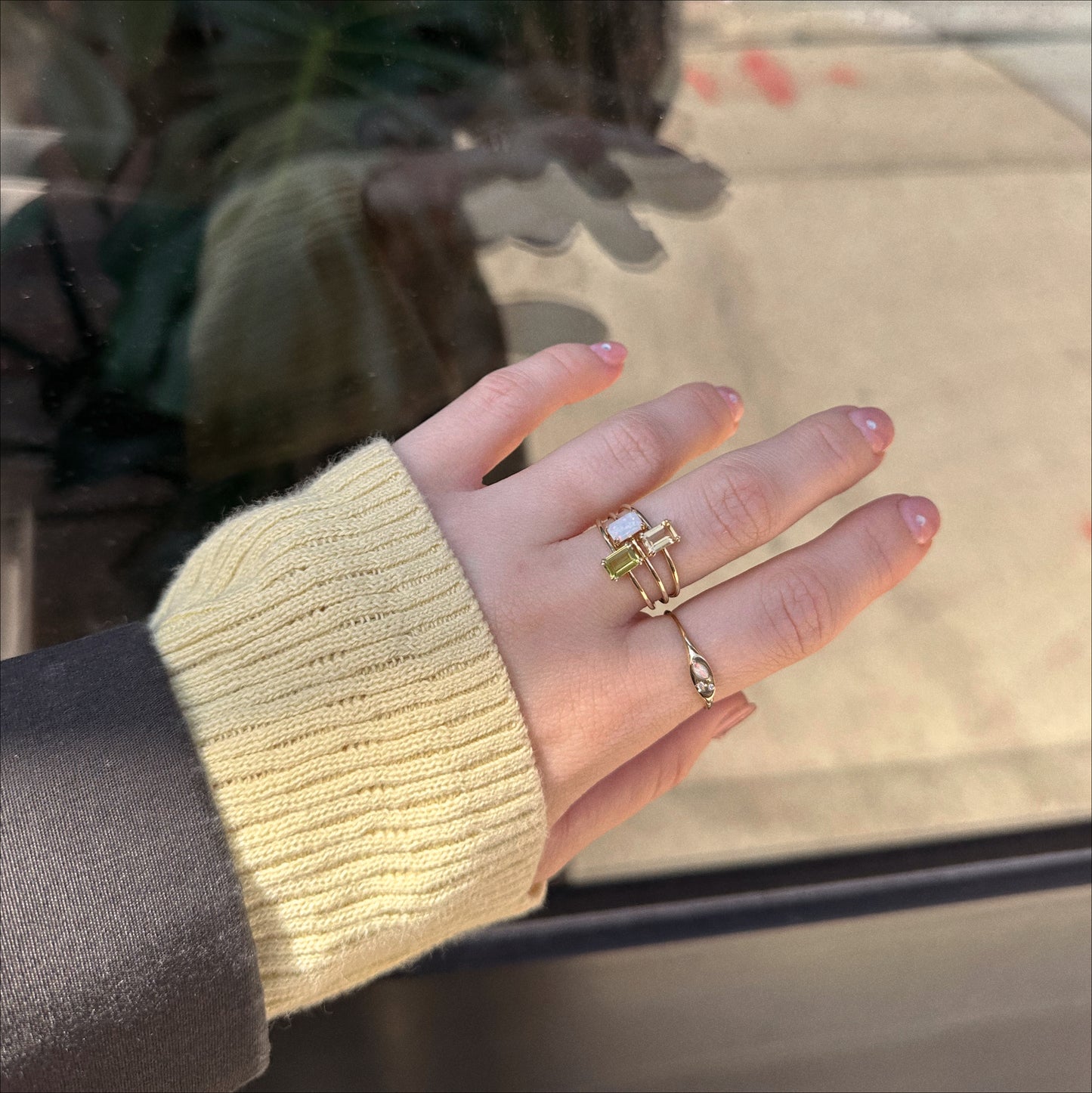 Solid Gold Opal and Diamond Signet Ring