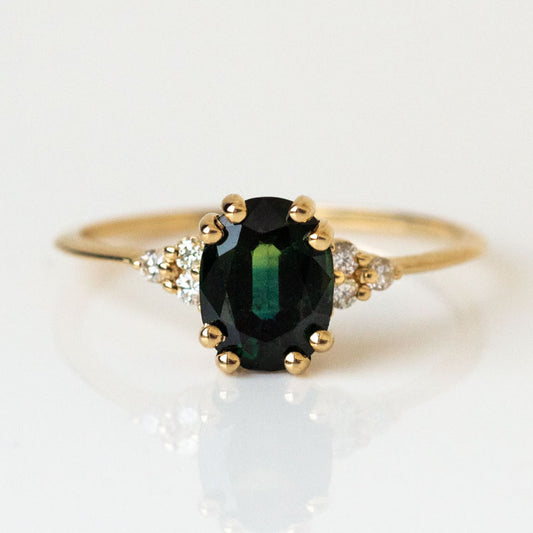 Juno Ring with Teal Sapphire in Yellow Gold yellow gold solid fine jewelry vale