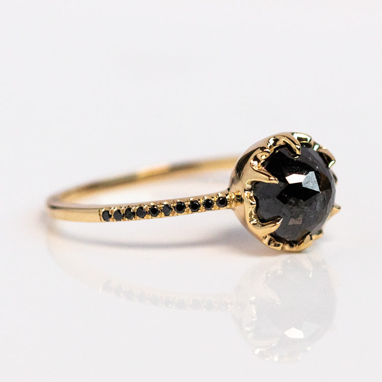 Mojave Ring rose cut black diamond unique fine solid jewelry vale