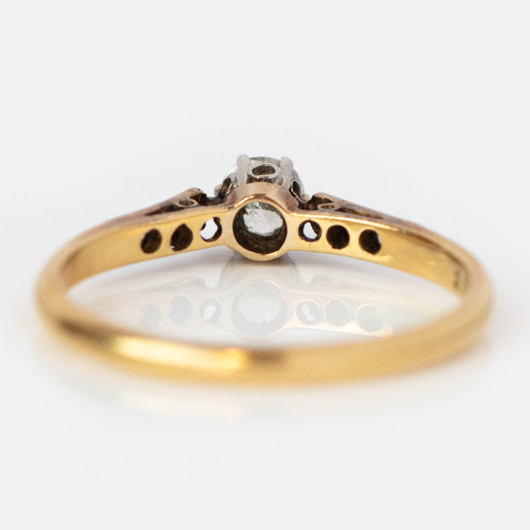 Vintage 14k and Platinum Solitaire Diamond Ring Size 8.5