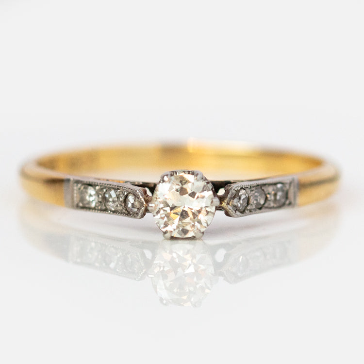Vintage 14k and Platinum Solitaire Diamond Ring Size 8.5