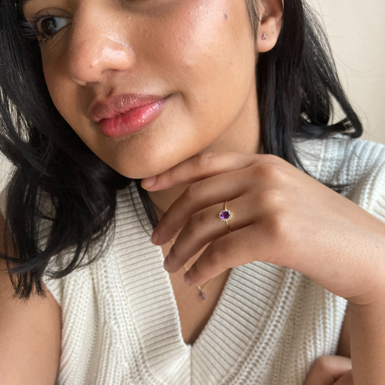 Solid Gold February Capsule Amethyst Kite Necklace